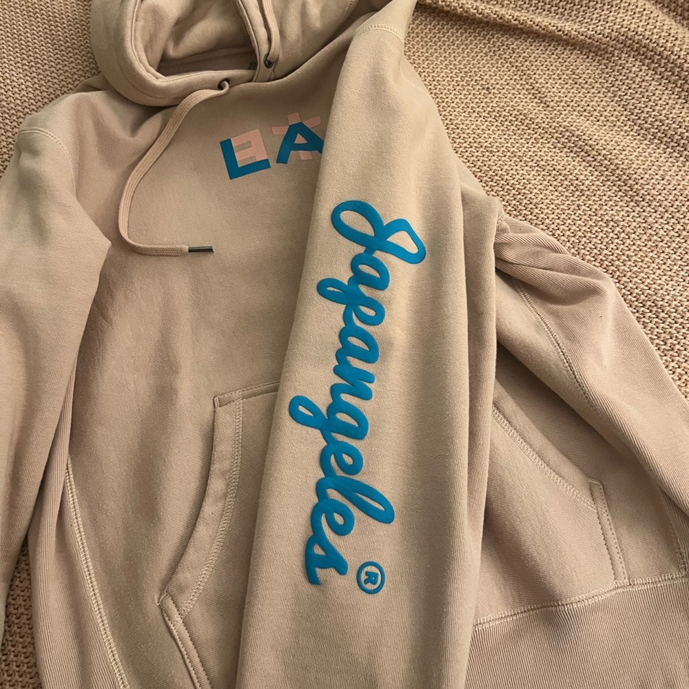 Japangeles pink Hoodie with Blue Graphic medium worn once